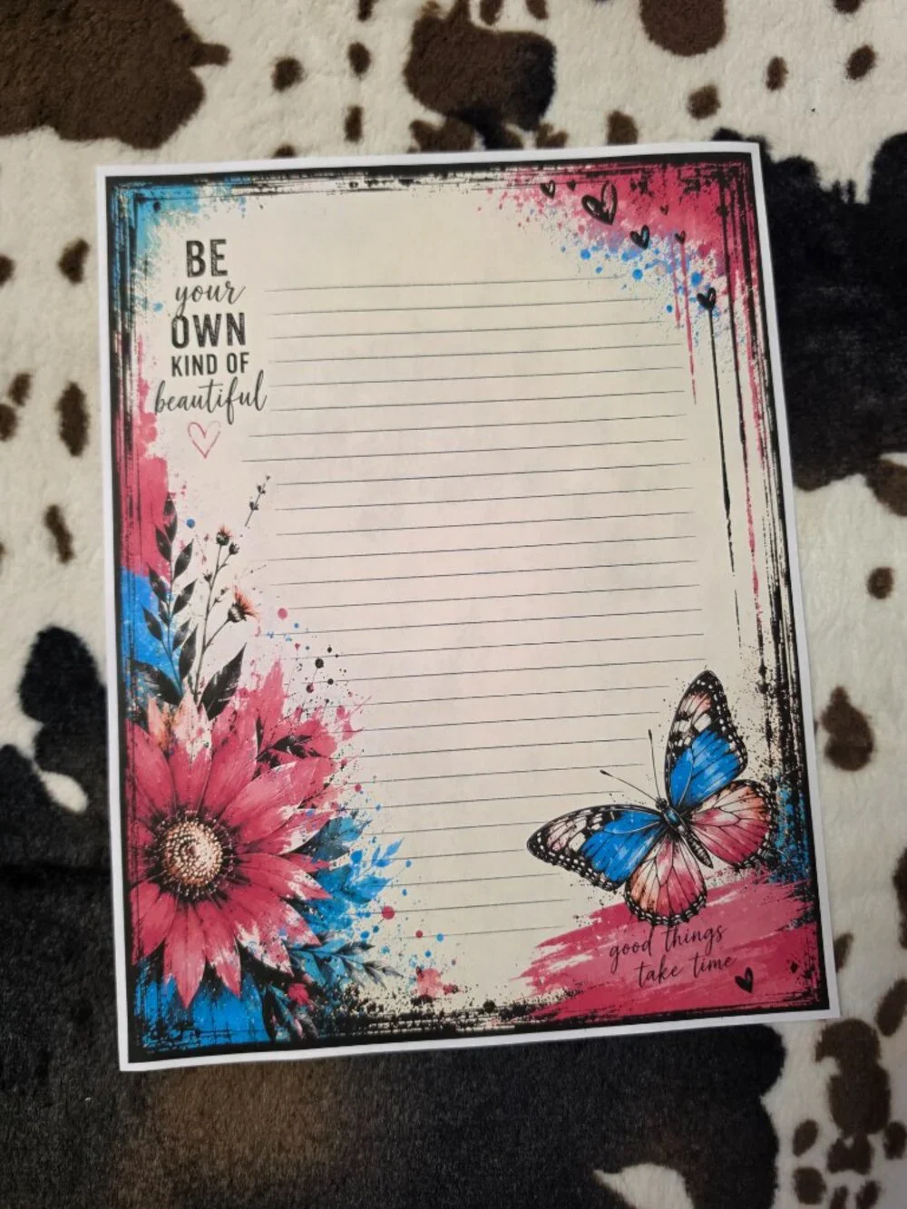Be Your Own Kind of Beautiful Decorative Stationery 25 Lined Sheets 8.5x11